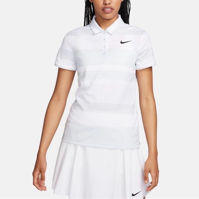 Nwt Nike Women’s Dri-Fit Victory Stripped Short Sleeve Polo Medium White Green